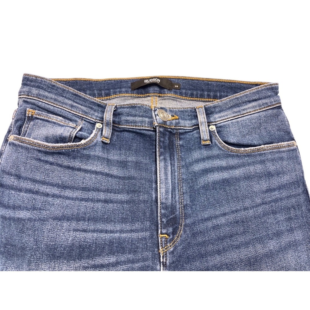 HUDSON Barbara SCR Jeans Women Size 28 Flare Cropped Distressed Medium Wash